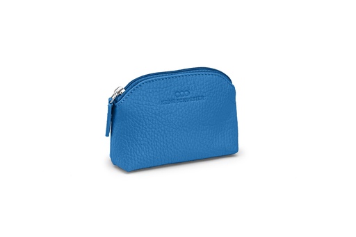 [6895] Mini-Geldbörse/Schlüsseltasche | azurblau | silber | genarbt