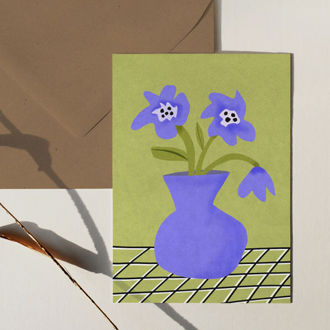 Elena Klein - Klappkarte mit Umschlag - Vase lila Blumen