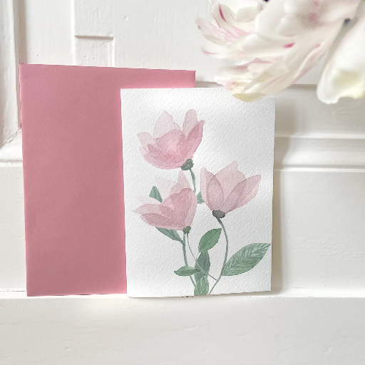 Elena Klein - Klappkarte mit Umschlag - Zartblüten rosa