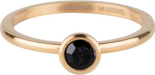 Charmins Ring - R1021 - Gold Extension Ring Round Stone Black Crystal 4mm Steel