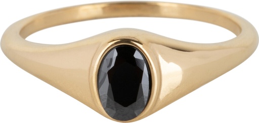 Charmins Ring - R1077 - Siegelring Oval Schwarzer Stein Gold