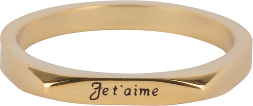 Charmins Ring - R1403 - Gold-Colored Petite Signet Ring with Engraving "Je t'aime" Steel
