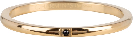 Charmins Ring - R867 - Precious Black Stone Goldplated