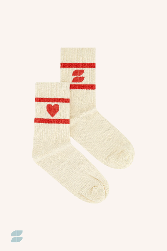 [25128402-305] By Bar - Heart Socks - 305 poppy red