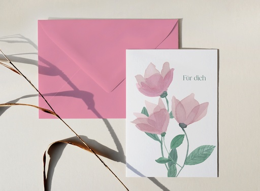 Elena Klein - Klappkarte mit Umschlag - Zartblüten rosa Für Dich