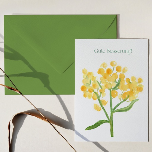 Elena Klein - Klappkarte mit Umschlag - Gelbe Blume Gute Besserung