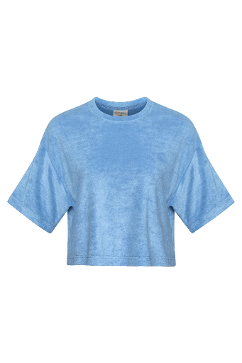 MDMD - Frottee Crop T-Shirt - blaugrau