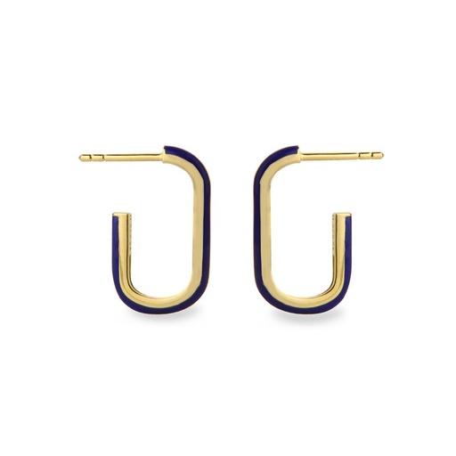 [52520-gold] Jeberg Jewellery - NAVY blue enamel oval hoops gold