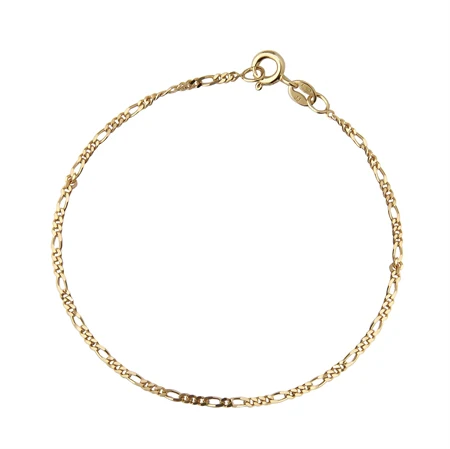 [4518-16-gold-EXT] Jeberg Jewellery - Figaro bracelet gold 3cm ext