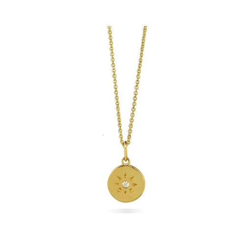[4720-45] Jeberg Jewellery - Mini Sun necklace gold with Chain 45cm