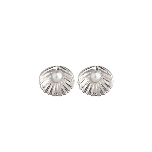 [52772] Jeberg Jewellery - Sea Shell Pearl Stud Earring silver