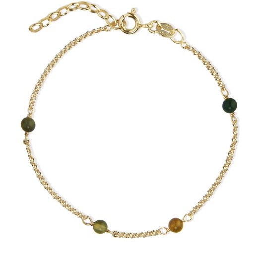 [7195-g] Jeberg Jewellery - Love Eye bracelet gold green mix