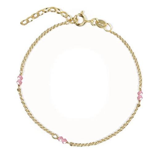 [7310-g] Jeberg Jewellery - Love Eye bracelet pink crystal gold