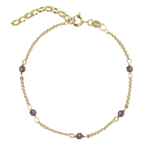[7330-g] Jeberg Jewellery - I AM GOLD bracelet purple amethyst