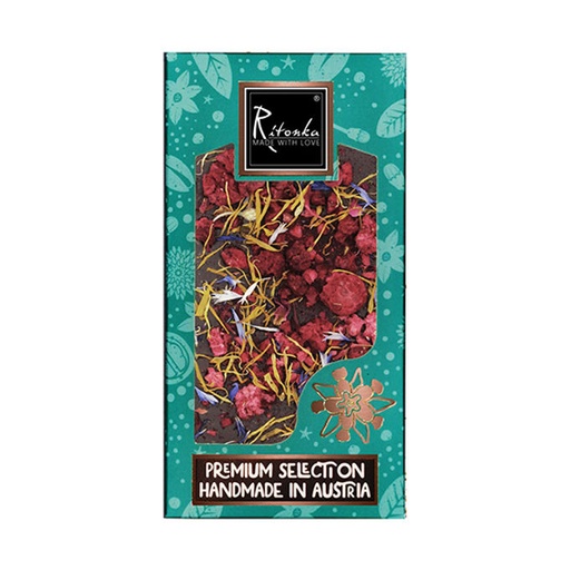Ritonka - Premium Bitterschokolade - Himbeere, Blüten - 95 g 