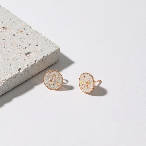 [4260664525424] Hartgut Buntbeton - 11mm Ohrstecker (Paar) Silberfassung vergoldet - Muschelbeton - Roségold Miesmuschel rose Glühende Atlantikmuschel