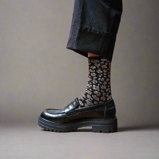 Klue - Glitter Lurex socks | Leopard black | eco-friendly lyocell