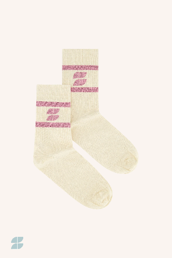 [109056] By Bar - Logo Sparkle Oyster Socks - 367 Ash Rose