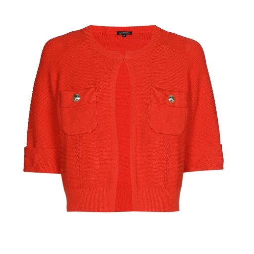 Caroline Biss - CARDIGAN - COTTON MIX - SOLID - SHORT SLEEVE - CHERRY 
