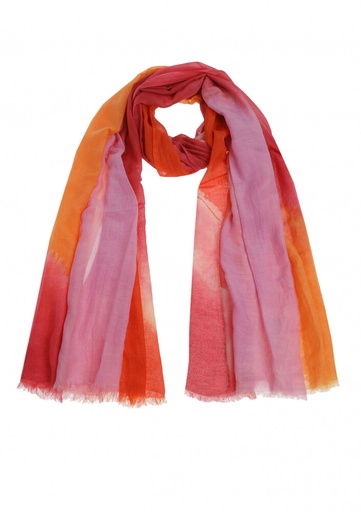 [1006-79] Caroline Biss - AIRY FOULARD SCARF multicolour red orange