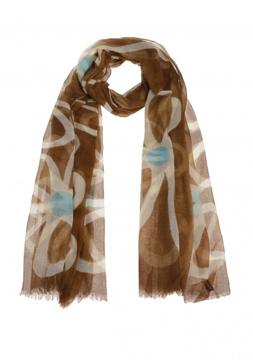 [1017-39] Caroline Biss - SCARF WITH COLOURFUL SPRING PRINT multicolour brown