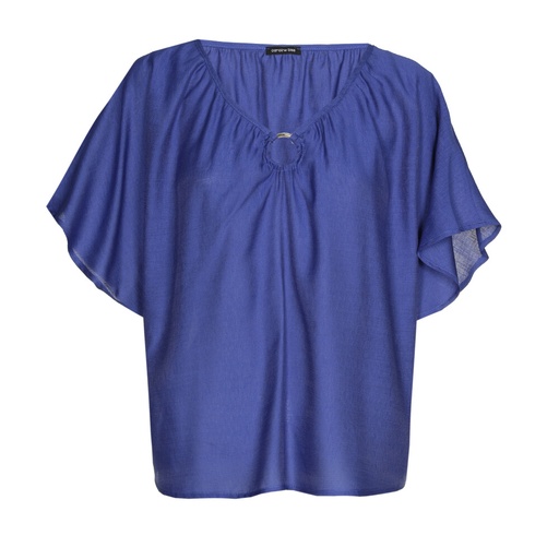 Caroline Biss - TOP - BLEND OF VISCOSE - SOLID - V NECK - DEEP BLUE 