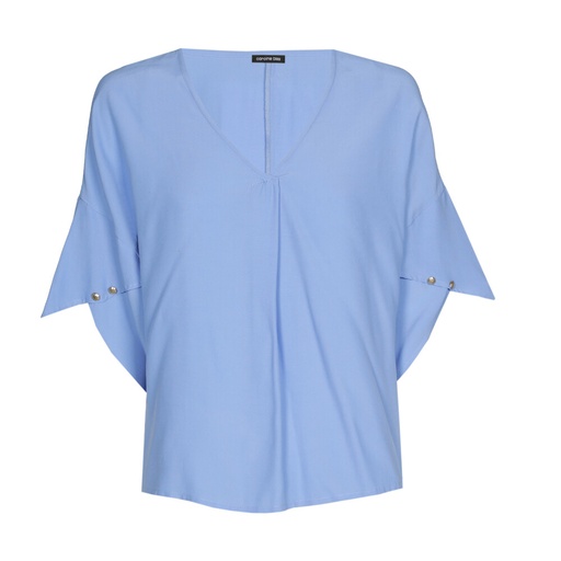 Caroline Biss - TUNIC - VISCOSE - SOLID - SHORT SLEEVE - SEA BLUE