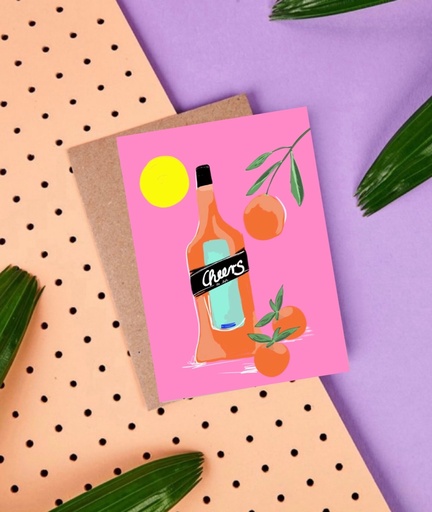 Hej Ibiza - Postkarte - Cheers to life / pink Aperol