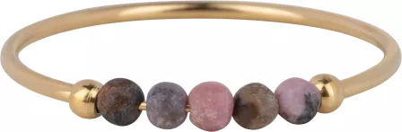 Charmins - R1198 - Anxiety Ring Rose-Black Rhodoniet goldplated 