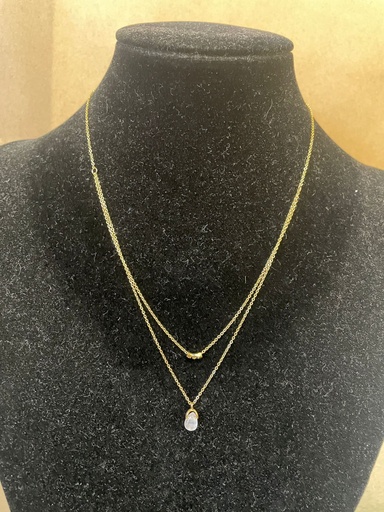 [MAS-DK-KQ] Mas Jewelz - doppelte Kette mit Edelstein - klarer Quarz