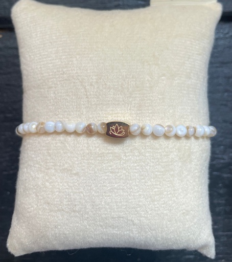 [MAS-AB-PM] Mas Jewelz - Edelstein Armband - Perlmutt - 3mm model 2 - mit goldenen Perlen
