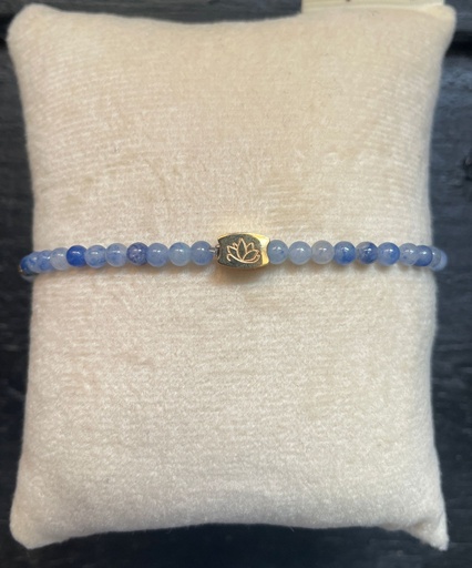 [MAS-AB-BQ] Mas Jewelz - Edelstein Armband - blauer Quarz - 3mm model 2 - mit goldenen Perlen