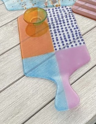 [S-18-AR] Redjekie - Glasplatte Art Plate Bottle pink / yellow 35x15cm