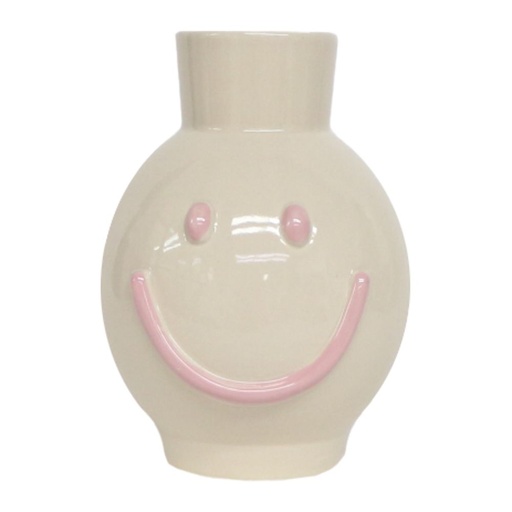 [as1511] Kolony - Keramikvase Smiley rosa 15,5x15x20cm