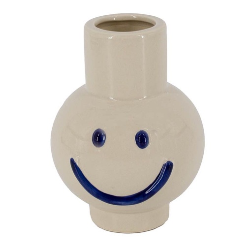 [as1510] Kolony - Keramikvase Smiley blau 15,5x15x20cm