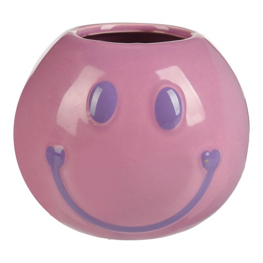 [213215-PURPLEROSE] Vase Smiley purple rose 11x11x9cm