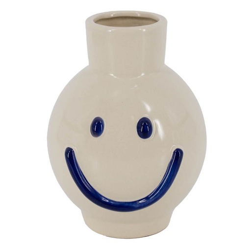 [as1512] Kolony - Keramikvase Smiley blau 13x12,5x17cm