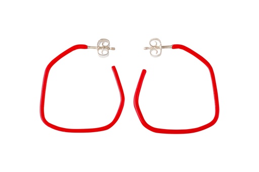 [L-trafficred] Lisa Kroeber Jewellery Art - Earrings Lines, Traffic red 