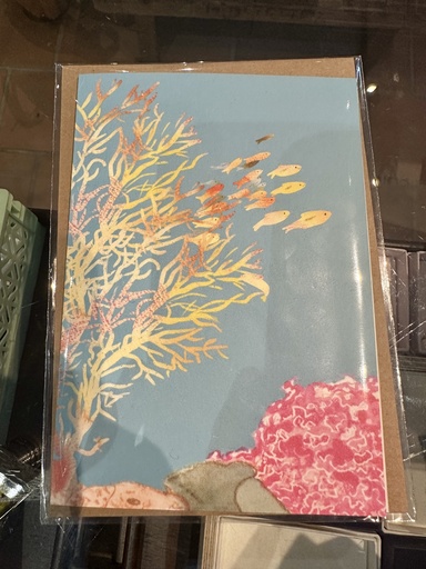Elena Klein - Klappkarte mit Umschlag - Gelbe und Pinke Korallen mit Fischen