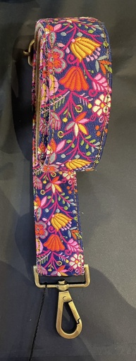 [8120002051] Taschengurt Schultergurt Flower Antic Dark Blue pink