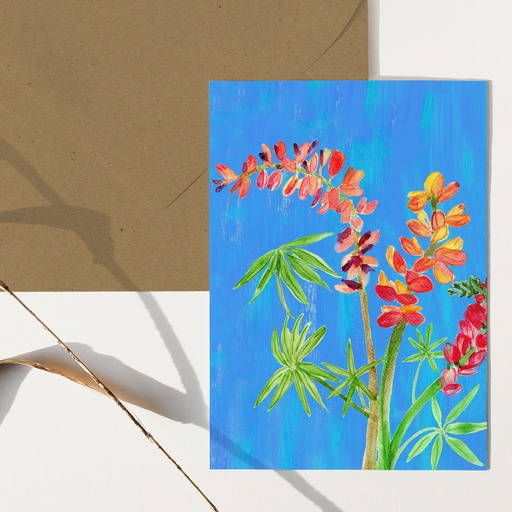 Elena Klein - Klappkarte mit Umschlag - Lupinen orangerot