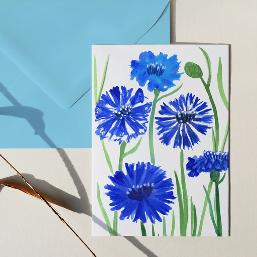 Elena Klein - Klappkarte mit Umschlag - blaue Kornblume