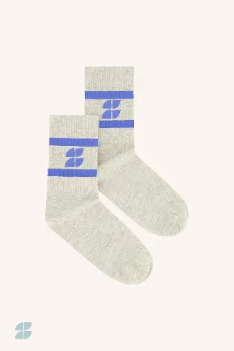 [25128404-675] By Bar - Logo Socks - 675 Queens blue / grey - one size