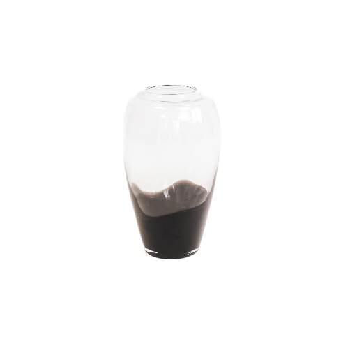 [202505] Housevitamin - Dip Dye Comfort Shaped Vase blackbrown / clear glass big 18x18x30cm