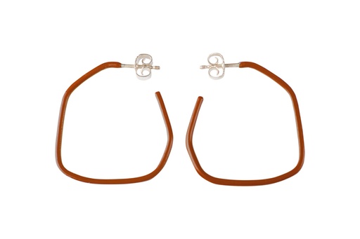 [LI8004] Lisa Kroeber Jewellery Art - Earrings Lines - Copper Brown