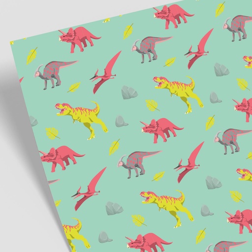 [ndne702] Nobis Design - Geschenkpapierbogen - neonstyle - Dinos