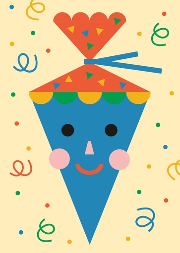 [df508] Nobis Design - Postkarte - Designfräulein - Funny Faces Schultüte