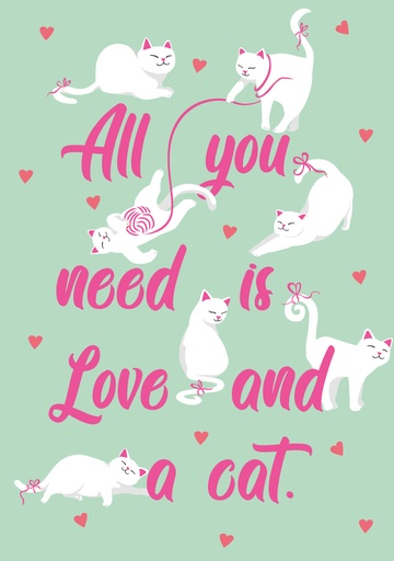 [lu129] Nobis Design - Postkarte - Luminous - All you need is a cat