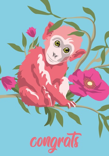 [lu161] Nobis Design - Postkarte - Luminous - Congrats monkey
