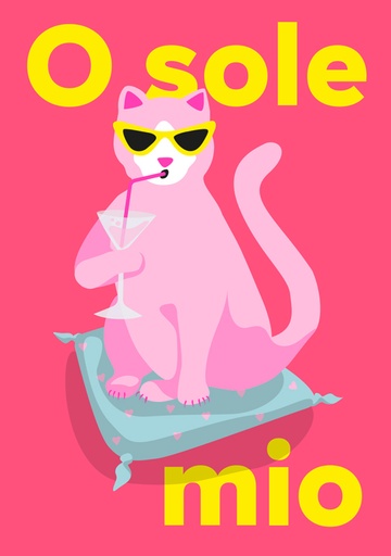 [ne032] Nobis Design - Postkarte - neonstyle - O sole mio